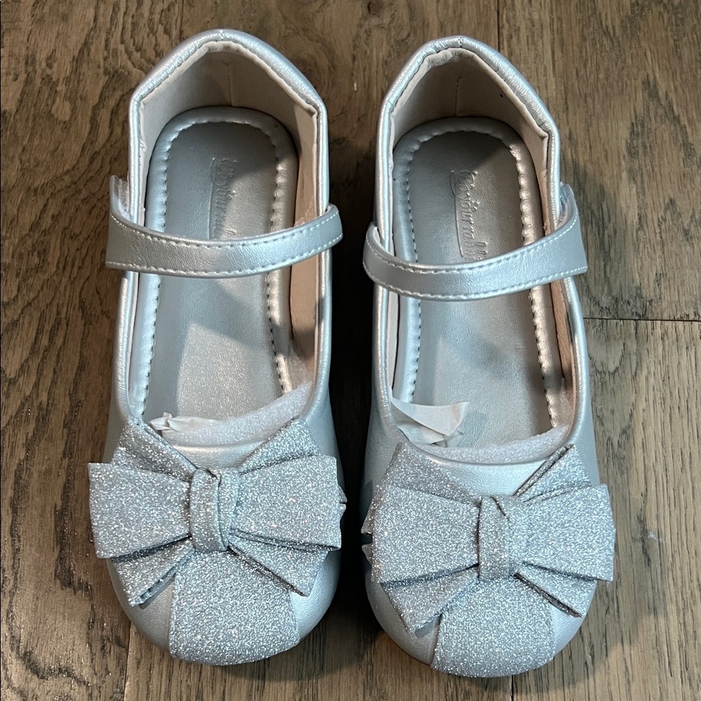 NEW MIA Belle Silver Kids 12 Dress Shoes with Glitter Bow